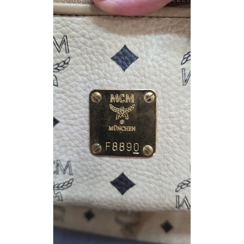 MCM Anya Top Zip Medium Shopper Women Medium Beige Good COA‎ Visetos Tote Bag